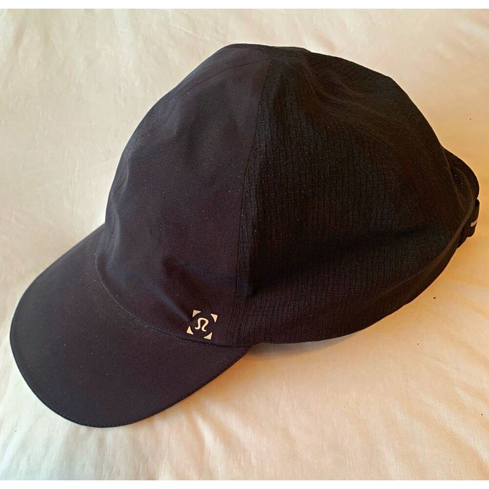 Lululemon Black Mesh Breathable Adjustable Running Baseball Cap Logo